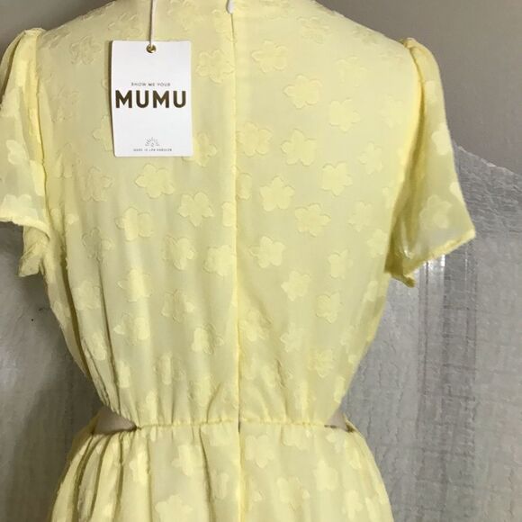 Show Me Your MuMu Merrit Yellow Mini Dress NWT Size L - Picture 7 of 14